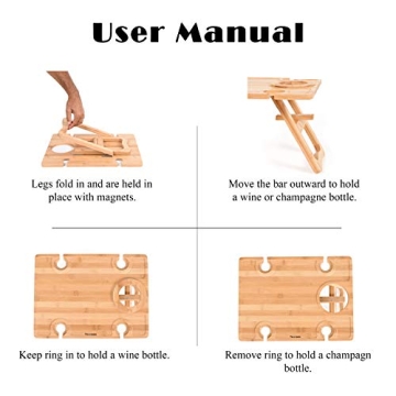 Tirrinia Portable Wine Picnic Table for Wine Lovers