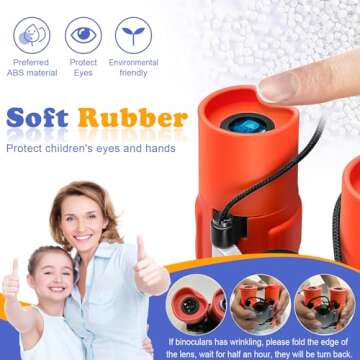 Obuby Real Binoculars for Kids Gifts for 3-12 Years Boys Girls 8x21 High-Resolution Optics Mini Compact Binocular Toys Shockproof Folding Small Telescope for Bird Watching,Travel, Camping,Red
