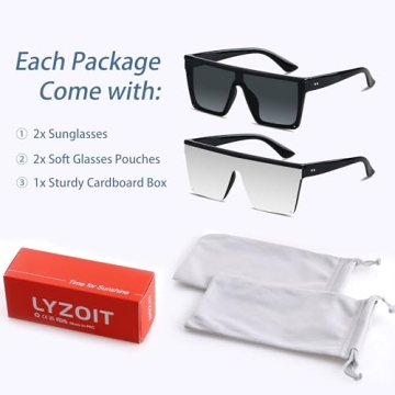 Trendy LYZOIT Square Oversized Sunglasses for All