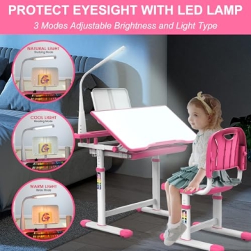BELANITAS Kids Desk with Light and Adjustable Features