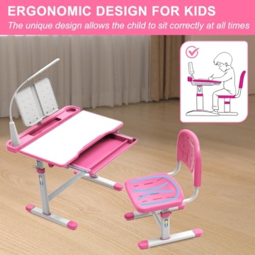 BELANITAS Kids Desk with Light and Adjustable Features