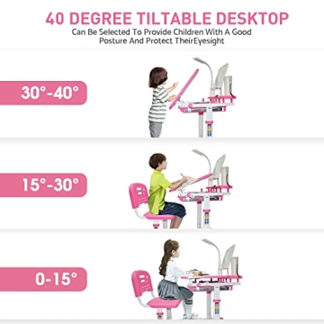 BELANITAS Kids Desk with Light and Adjustable Features