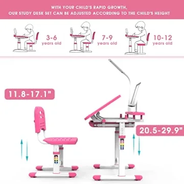 BELANITAS Kids Desk with Light and Adjustable Features