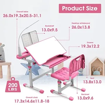 BELANITAS Kids Desk with Light and Adjustable Features