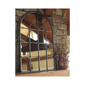 Oengus Traditional Antiqued Metal Framed Accent Mirror 32x46