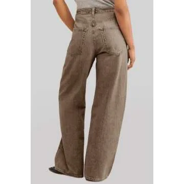 PLNOTME Women's Drawstring High Waisted Baggy Jeans