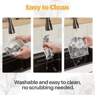 JOYMOOP 12 Pack Decorate Cleaning Cloth (Black White of Decorative Series), Reusable Absorbent Dish Towels, Non-Scratch Washable Rags for Cookware, Kitchen and Household Cleaning - 6.7×7.9 inch