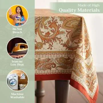 Maison d' Hermine 100% Cotton Table Cover - 60"x120" Rectangle Decorative Tablecloth - Washable Tablecloths for Dining, Home & Party - for Thanksgiving & Christmas - Kashmir Paisley Collection