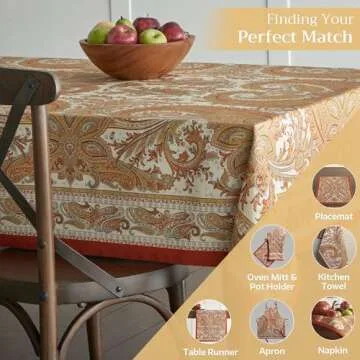 Maison d' Hermine 100% Cotton Table Cover - 60"x120" Rectangle Decorative Tablecloth - Washable Tablecloths for Dining, Home & Party - for Thanksgiving & Christmas - Kashmir Paisley Collection