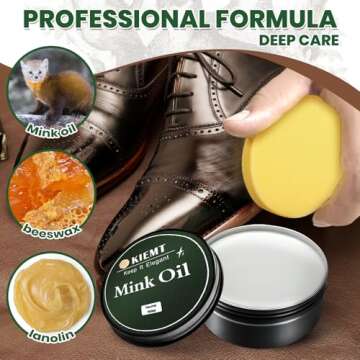 GQQCWVW KIEMT Mink Oil for Leather Boots,Leather Cleaner and Conditioner,Restore Waterproof Soften Boots,Couch,Purses,Jacket,Furniture, etc. All-in-1 leather care kit