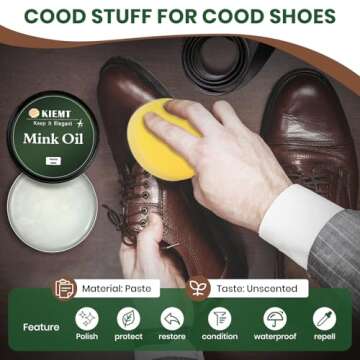 GQQCWVW KIEMT Mink Oil for Leather Boots,Leather Cleaner and Conditioner,Restore Waterproof Soften Boots,Couch,Purses,Jacket,Furniture, etc. All-in-1 leather care kit