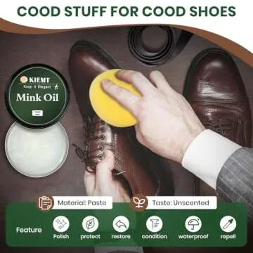 GQQCWVW KIEMT Mink Oil for Leather Boots,Leather Cleaner and Conditioner,Restore Waterproof Soften Boots,Couch,Purses,Jacket,Furniture, etc. All-in-1 leather care kit