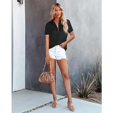 OMSJ Women's Satin V Neck Blouse, Stylish & Comfortable