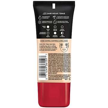 L'Oreal Paris Cosmetics Makeup Infallible Pro-Matte Liquid Foundation, Ivory Buff, 1 fl oz.