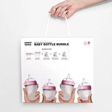 Comotomo Baby Bottle Bundle, Pink, (7 Piece Set)