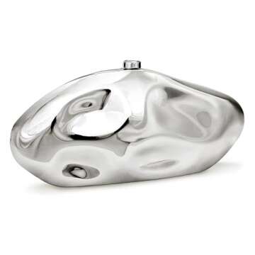 NUSTTAL Acrylic Clutch Purse for Women Irregular Shell Evening Handbag for wedding party (Silver)