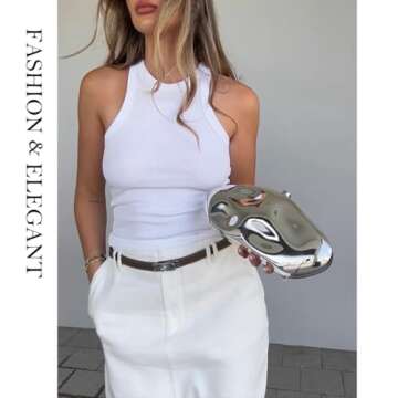 NUSTTAL Acrylic Clutch Purse for Women Irregular Shell Evening Handbag for wedding party (Silver)