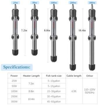 HITOP 25W Adjustable Aquarium Heater for Safe Fish Care