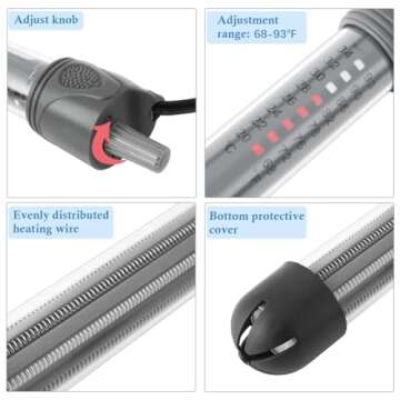 HITOP 25W Adjustable Aquarium Heater for Small Tanks