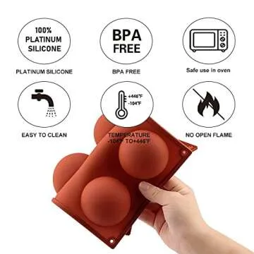 La chat 4 PCS Semi Circular Silicone Molds, Half Sphere Silicone Baking molds for Candy and chocolate, BPA Free and Non-Stick Cylinder cookie molds