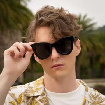 Dollger Retro Cat Eye Sunglasses Women Men Vintage Square Tortoise Shell Fashion Cateye Sunglasses Black