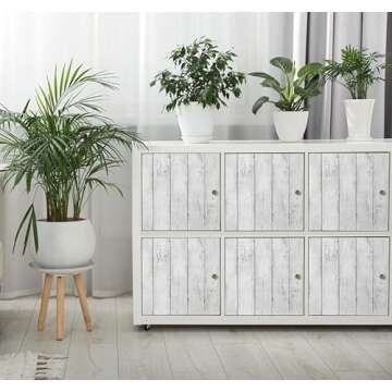 Abyssaly Peel and Stick Wallpaper 17.7" X 118" White Gray Wood Shiplap Contact Paper Self-Adhesive Removable Decorative Wall Covering Vintage Wood Plank Film for Home Decoration