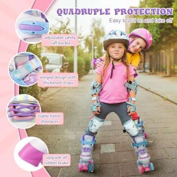 Adjustable Light Up Roller Skates for Kids Ages 3-12
