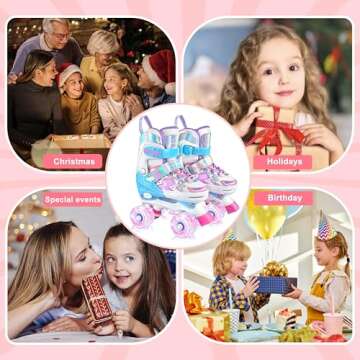 Adjustable Light Up Roller Skates for Kids Ages 3-12