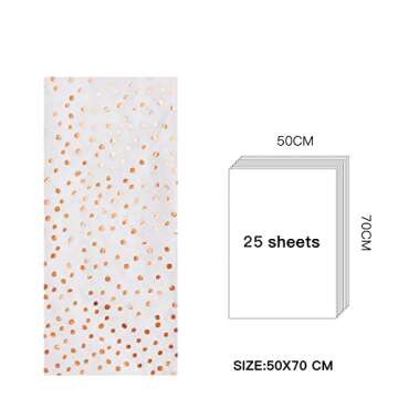 WRAPAHOLIC Rose Gold Gift Wrapping Tissue Paper - 25 Sheets 19.7x27.5 Inch