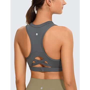 CRZ YOGA High Neck Front Zip Sports Bra - Full Coverage & Comfort for Workouts