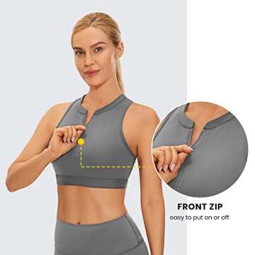 CRZ YOGA Women's High Neck Sports Bra - Comfortable Support