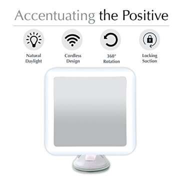 Fancii 10X Magnifying Lighted Makeup Mirror - Daylight LED Vanity Mirror - Compact, Cordless, Lockin...