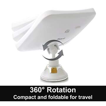 Fancii 10X Magnifying Lighted Makeup Mirror - Daylight LED Vanity Mirror - Compact, Cordless, Locking Suction, 6.5" Wide, 360 Rotation, Portable Illuminated Bathroom Mirror (Square)