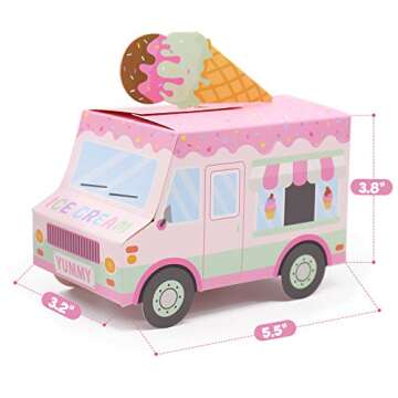 Ice Cream Party Favor Boxes Ice Cream Truck Shape Treat Boxes for Summer Goodie Candy Boxes Sprinkle...