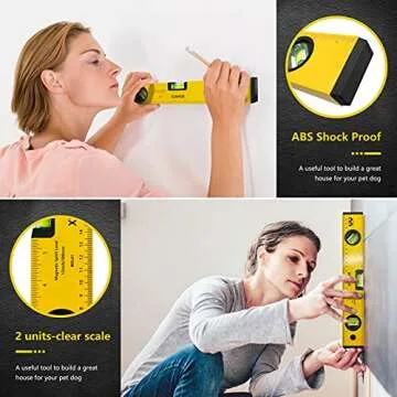 XUNHON 12.2 Inch Spirit Level,Protable Magnetic Torpedo Level with 2 magnets,2 units- Metric&Imperial,3 Different Bubbles-45°/90°/180°,Drop-proof Aluminum Alloy Measuring tools-MSL01