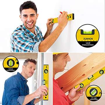 XUNHON 12.2 Inch Spirit Level,Protable Magnetic Torpedo Level with 2 magnets,2 units- Metric&Imperial,3 Different Bubbles-45°/90°/180°,Drop-proof Aluminum Alloy Measuring tools-MSL01