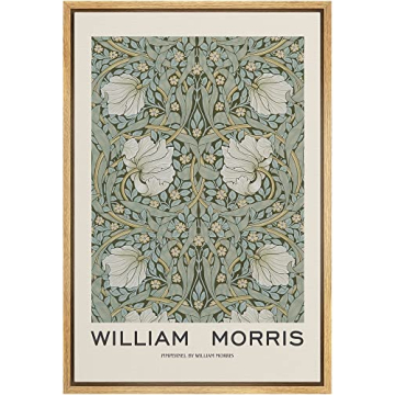 wall26 Framed Canvas Print Wall Art Pimpernel Flowers by William Morris Historic Cultural Illustrati...