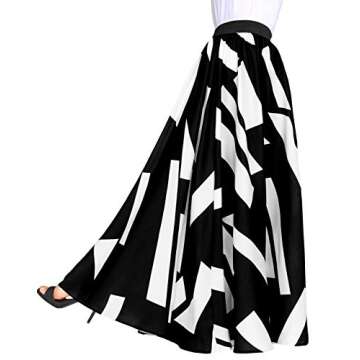 Afibi Women Chiffon Mopping Floor Length Big Hem Solid Beach High-Waist Maxi Skirt (Small, Black 3)