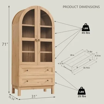 IFGET 71" Arched Kitchen Pantry with Adjustable Shelves