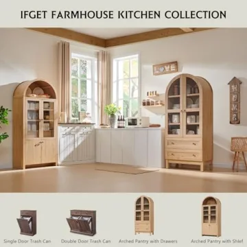 IFGET 71" Arched Kitchen Pantry with Adjustable Shelves