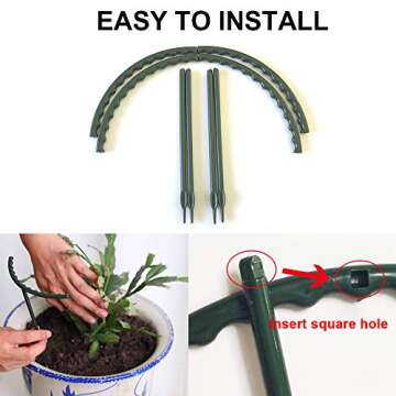 10 Pack Plant Support Plant Stakes, Metal Half Round Plant Support Ring Plastic Plant Cage Holder Flower Pot Climbing Trellis for Small Plant Flower Vegetable,Indoor Leafy Plants(5.7 x 5.9inch)
