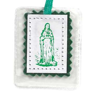 Religious Gifts Immaculate Heart of Mary Green Laminated Scapular, 18 1/2 Inch