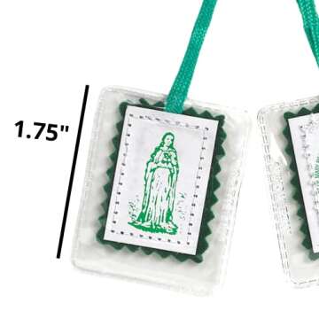 Immaculate Heart of Mary Green Laminated Scapular, 18 1/2 Inch