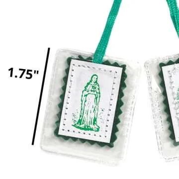 Immaculate Heart of Mary Green Laminated Scapular, 18 1/2 Inch