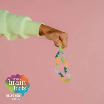 Tangle Braintools Imagine - Green and Yellow Tangle Fidget Toy - Quiet Fidget Toy for School Or Work - Rubber Texture for Hand Therapy - Discreet Fidget Toy for On The Go Use