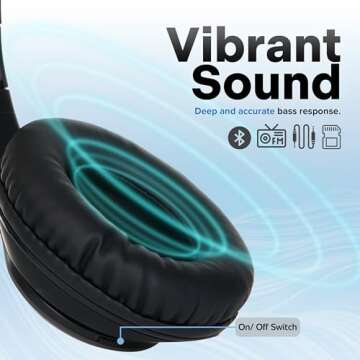 iJoy Bluetooth Headphones Over Ear, Wireless and Wired Foldable Headset Built-in Microphone, FM, Mic...