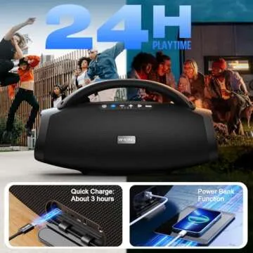 W-KING 300W Peak Large Bluetooth Speaker Loud, Massive Bass Boombox, IPX7 Waterproof Party Portable Speaker with Subwoofer 7.5"/EQ APP/5-Drives/BT 5.4/Fast Charge/MIC-GTR in, Outdoor Wireless Speakers