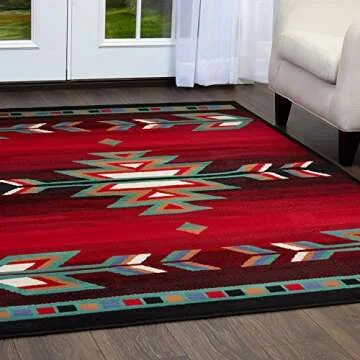 Stylish Home Dynamix Sagrada Area Rug 5x7 Black/Red/Ivory
