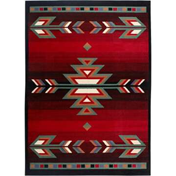 Stylish Home Dynamix Sagrada Area Rug 5x7 Black/Red/Ivory