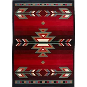 Stylish Home Dynamix Sagrada Area Rug 5x7 Black/Red/Ivory